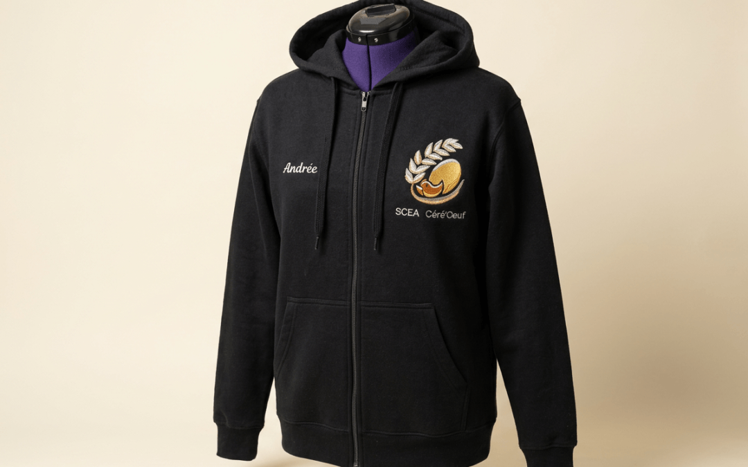 Sweat à capuche brodé personnalisé pour un éleveur local
